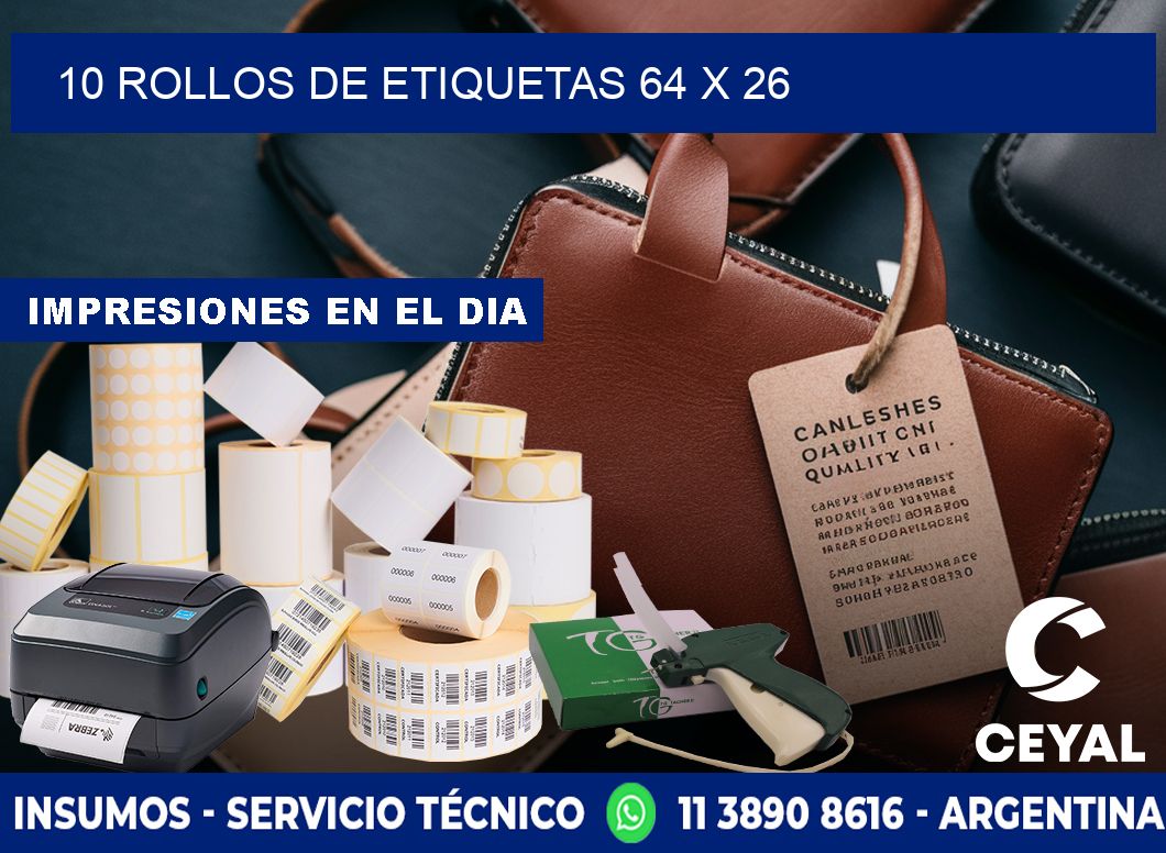 10 ROLLOS DE ETIQUETAS 64 x 26
