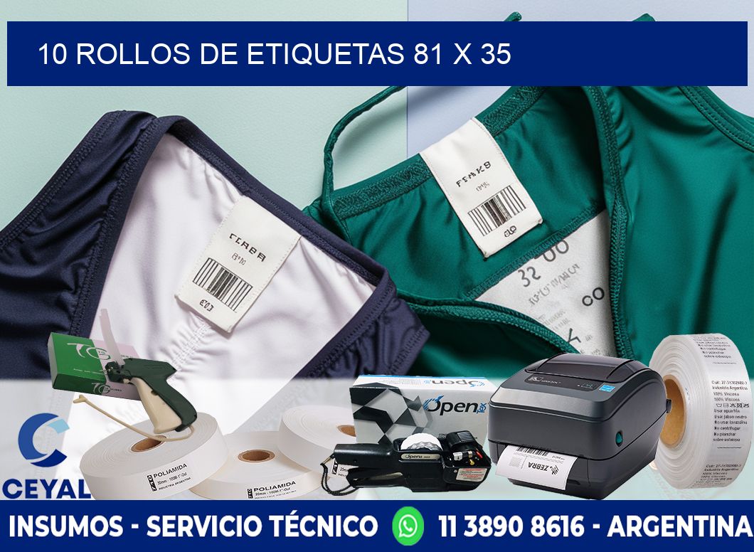 10 ROLLOS DE ETIQUETAS 81 x 35
