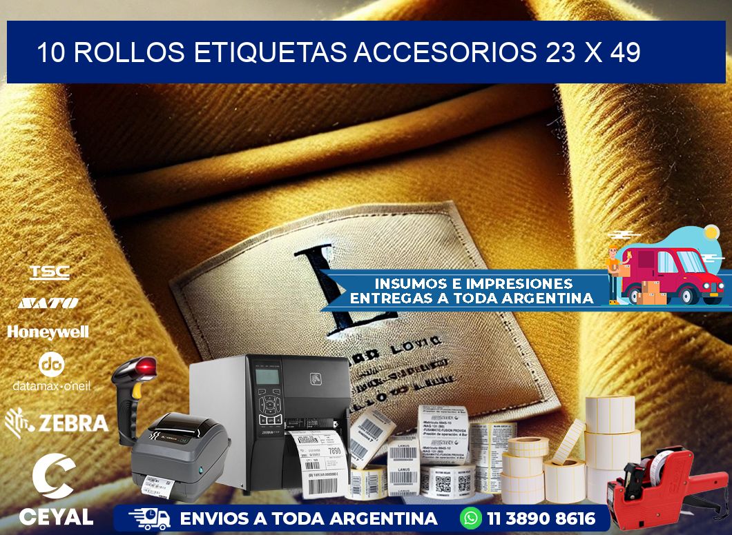 10 ROLLOS ETIQUETAS ACCESORIOS 23 x 49