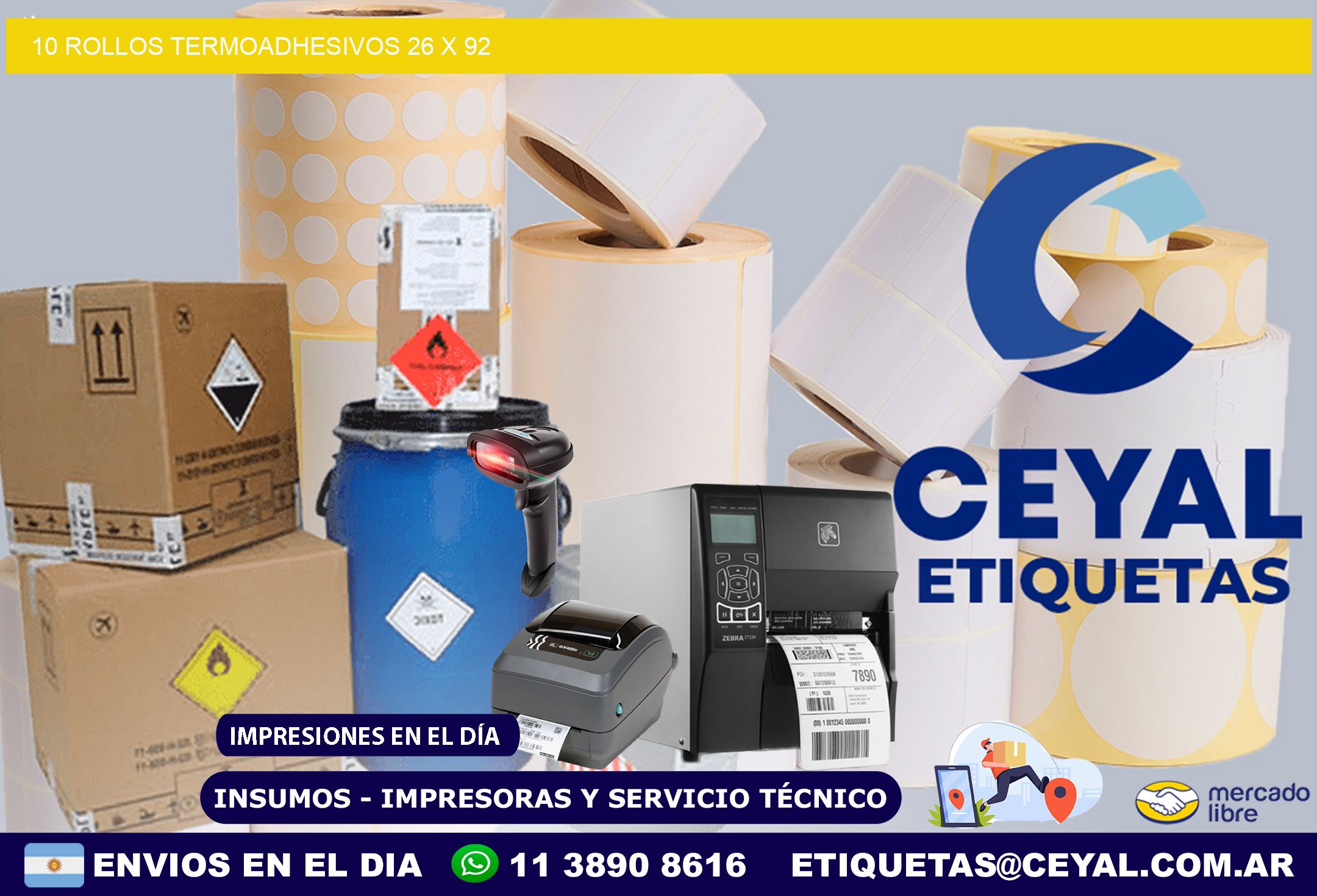 10 ROLLOS TERMOADHESIVOS 26 x 92