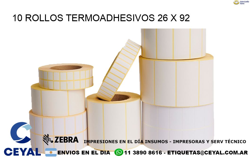 10 ROLLOS TERMOADHESIVOS 26 x 92