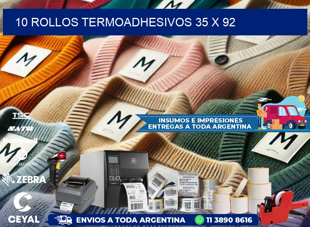 10 ROLLOS TERMOADHESIVOS 35 x 92