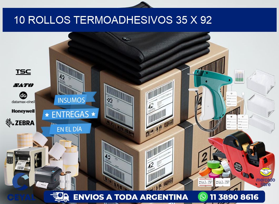 10 ROLLOS TERMOADHESIVOS 35 x 92