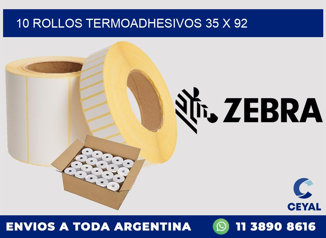 10 ROLLOS TERMOADHESIVOS 35 x 92