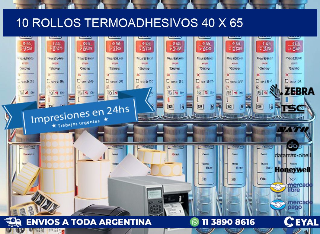 10 ROLLOS TERMOADHESIVOS 40 x 65