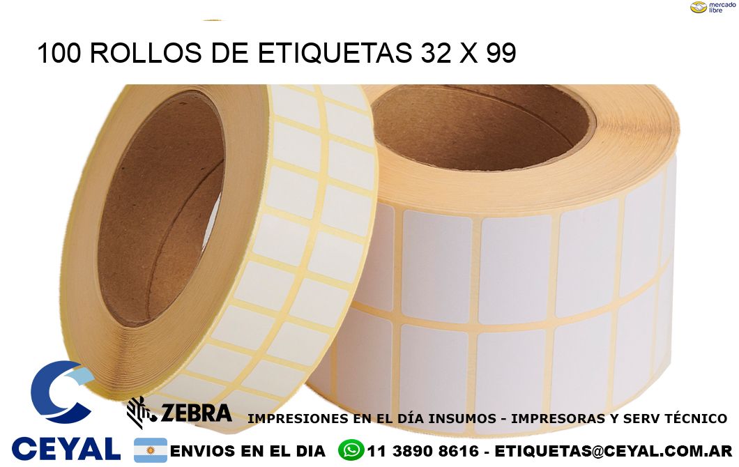 100 ROLLOS DE ETIQUETAS 32 x 99