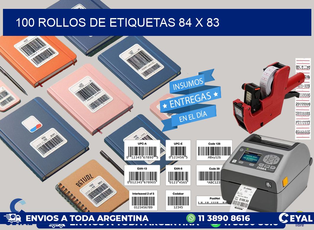 100 ROLLOS DE ETIQUETAS 84 x 83
