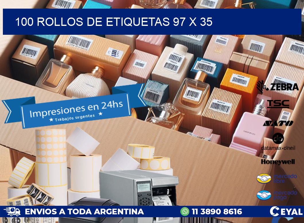 100 ROLLOS DE ETIQUETAS 97 x 35