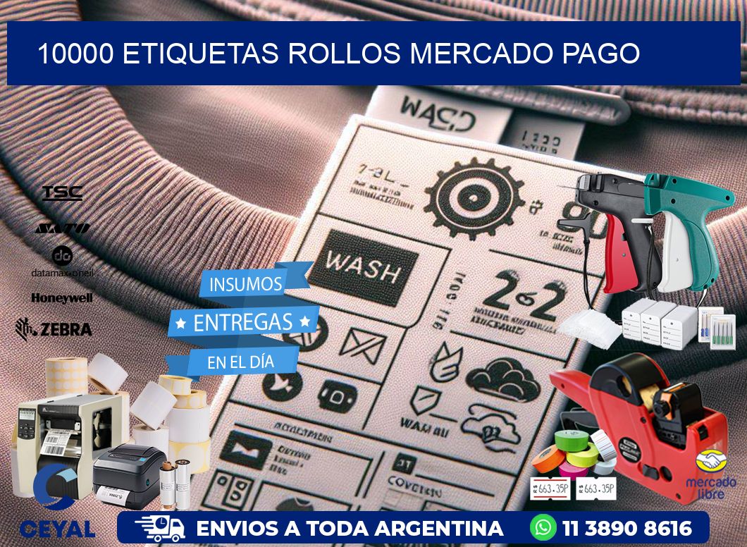 10000 etiquetas rollos MERCADO PAGO
