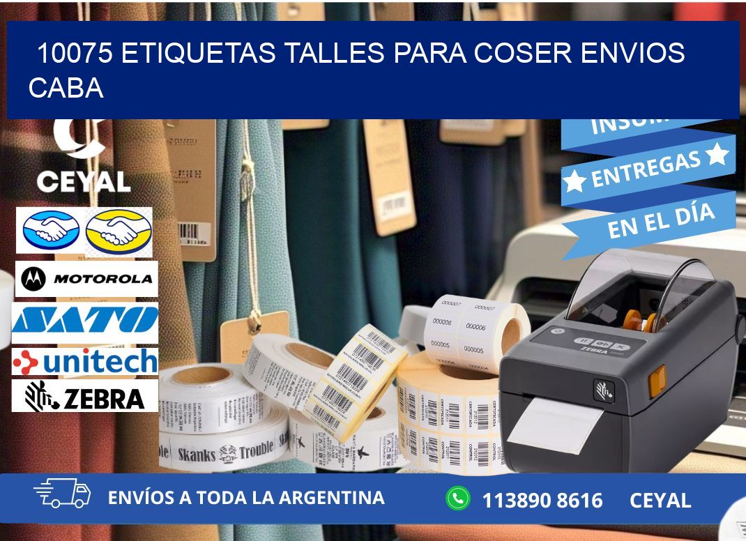10075 ETIQUETAS TALLES PARA COSER ENVIOS CABA