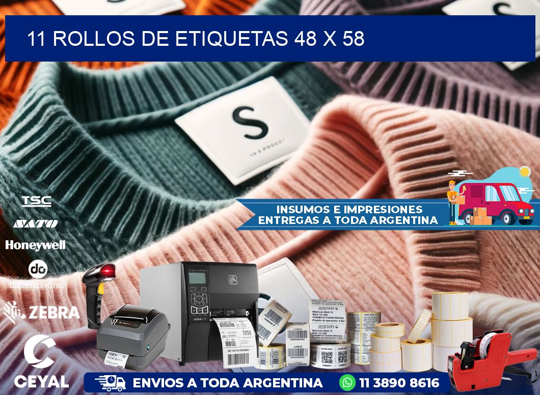 11 ROLLOS DE ETIQUETAS 48 x 58