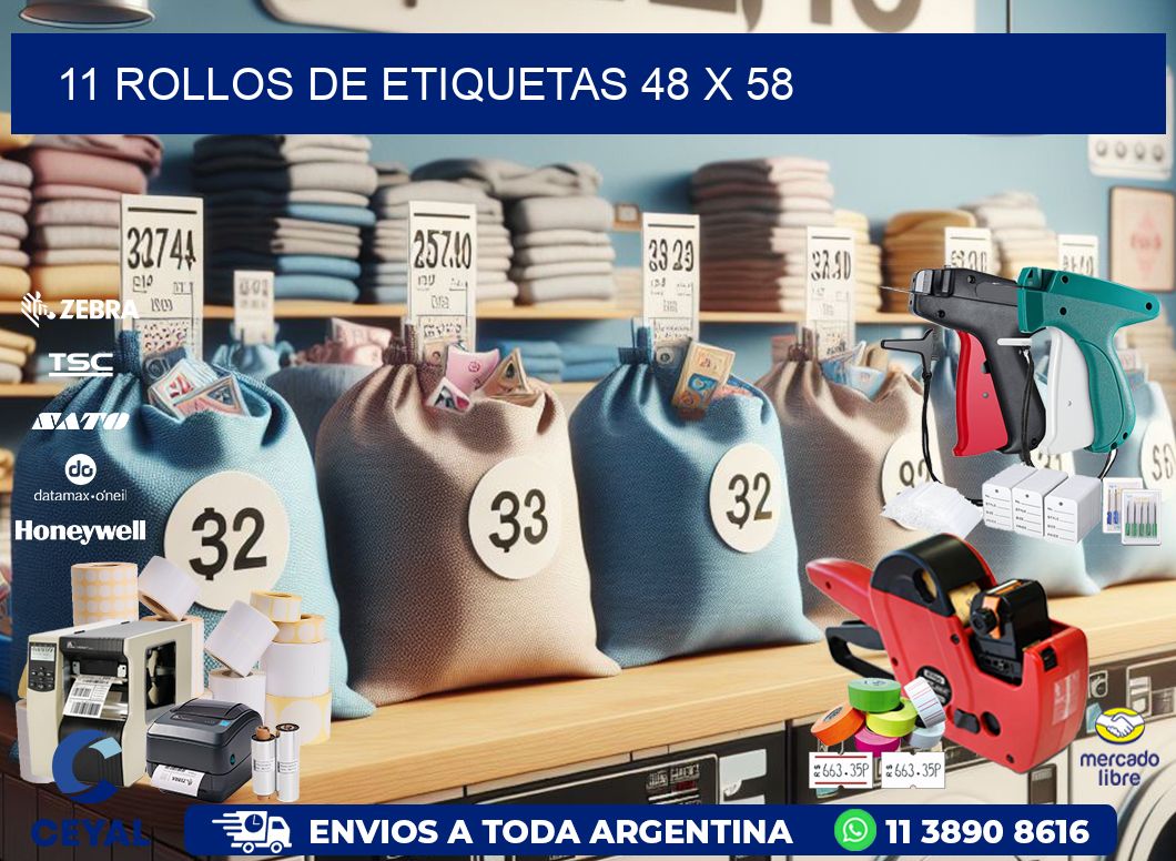 11 ROLLOS DE ETIQUETAS 48 x 58