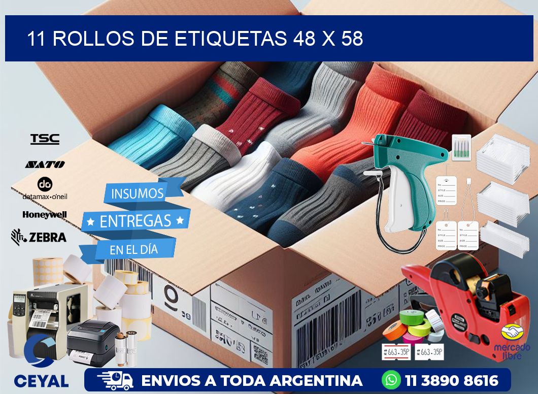 11 ROLLOS DE ETIQUETAS 48 x 58