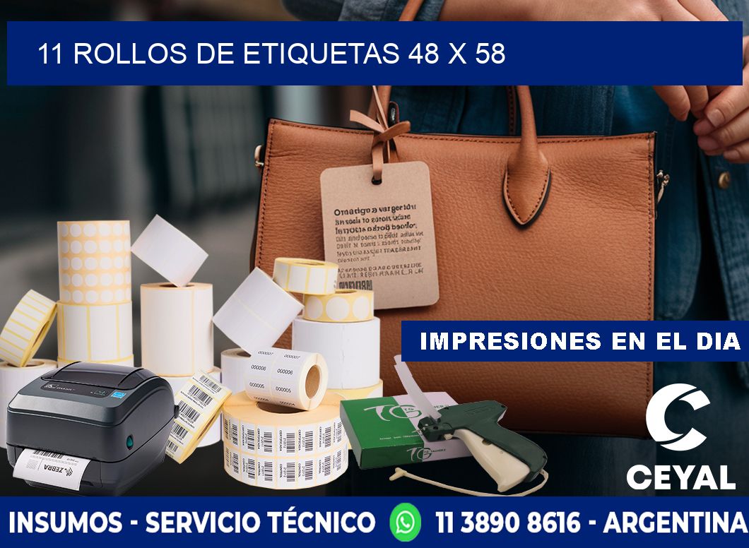 11 ROLLOS DE ETIQUETAS 48 x 58
