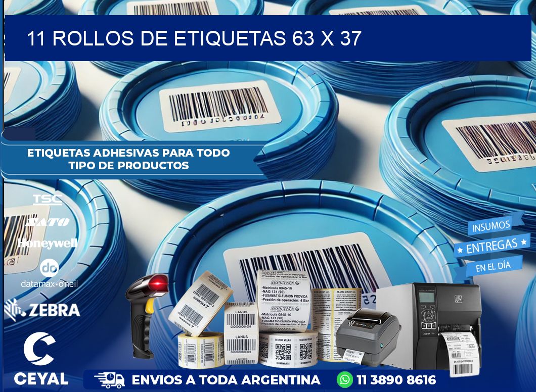 11 ROLLOS DE ETIQUETAS 63 x 37