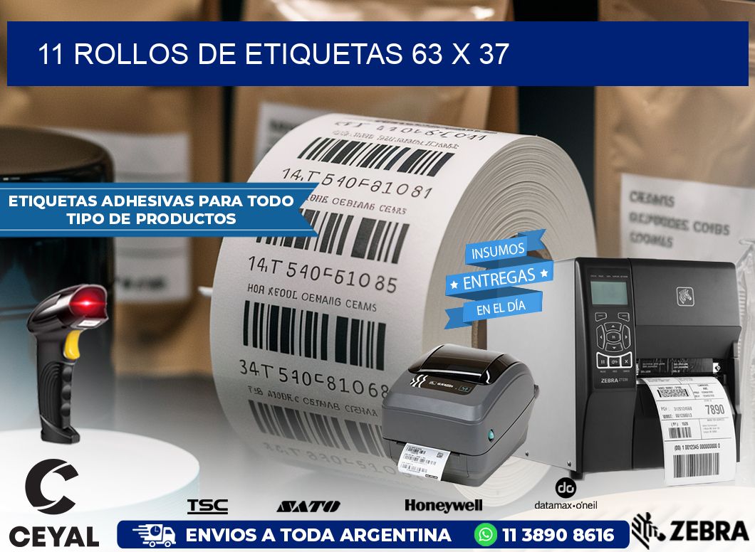 11 ROLLOS DE ETIQUETAS 63 x 37