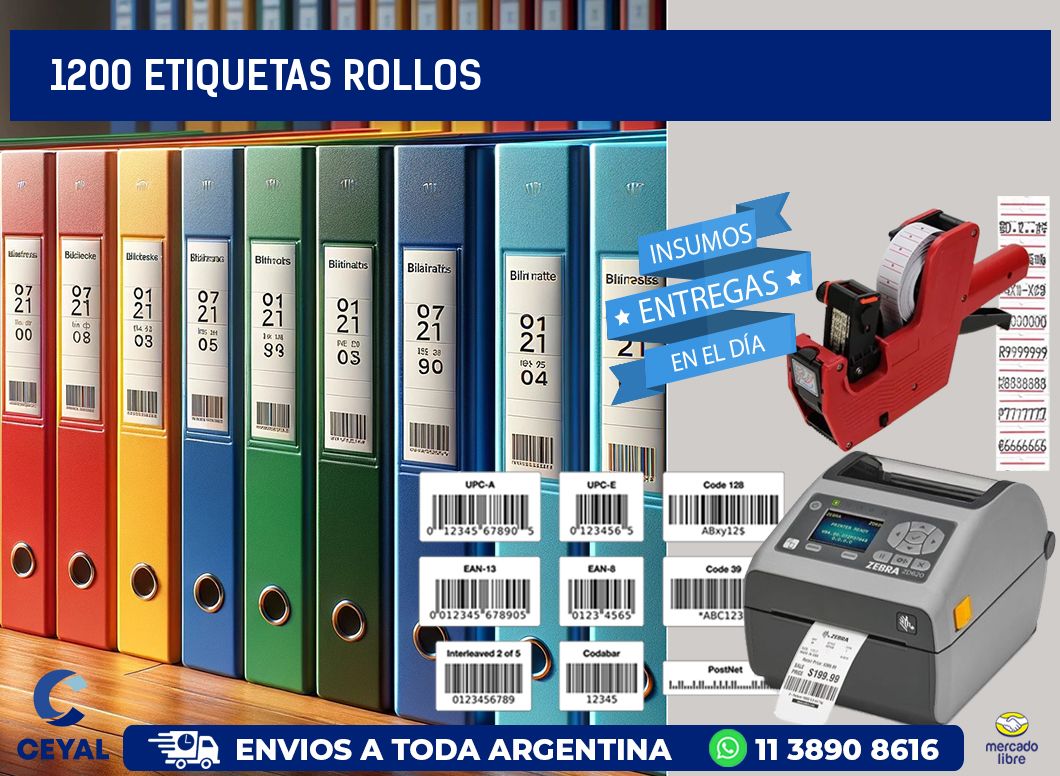 1200 etiquetas rollos