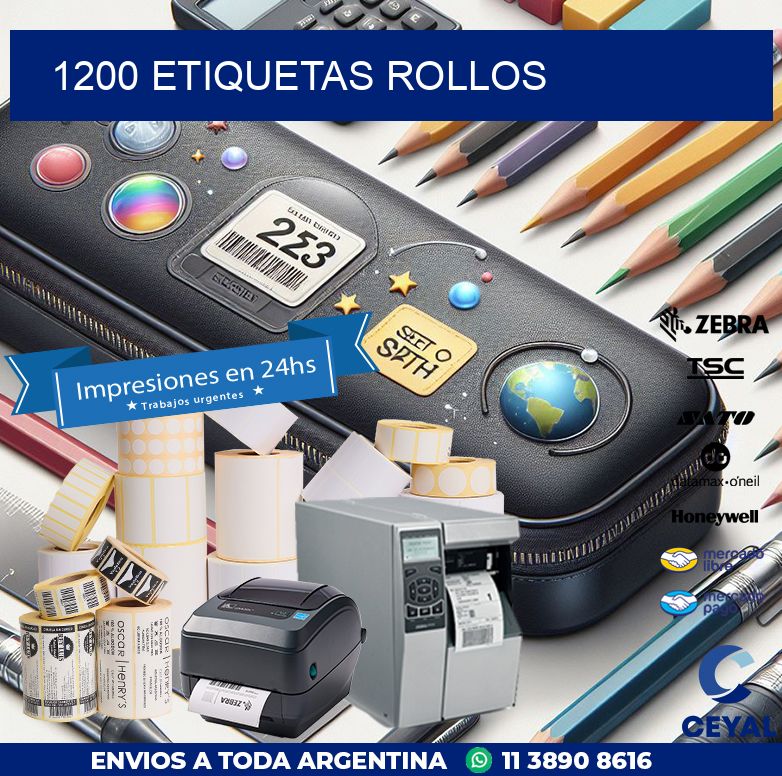 1200 etiquetas rollos