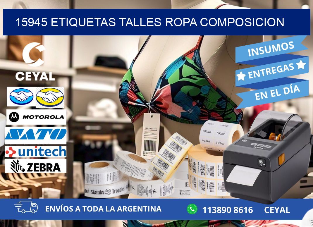 15945 ETIQUETAS TALLES ROPA COMPOSICION