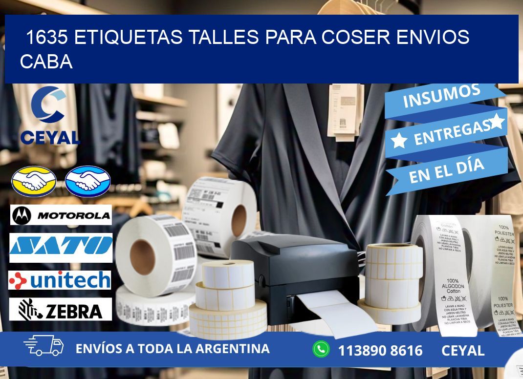 1635 ETIQUETAS TALLES PARA COSER ENVIOS CABA