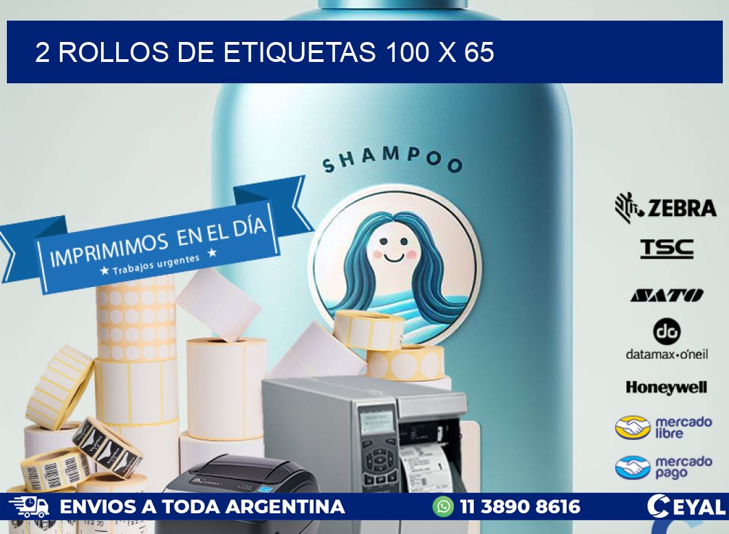 2 ROLLOS DE ETIQUETAS 100 x 65