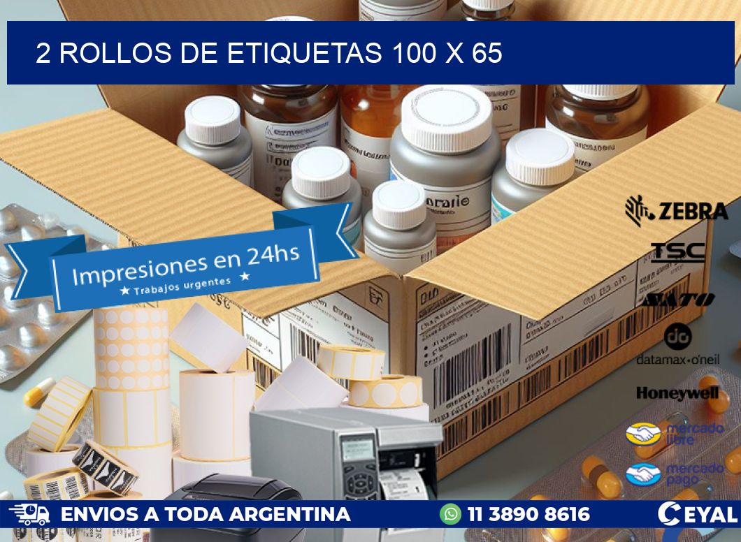 2 ROLLOS DE ETIQUETAS 100 x 65