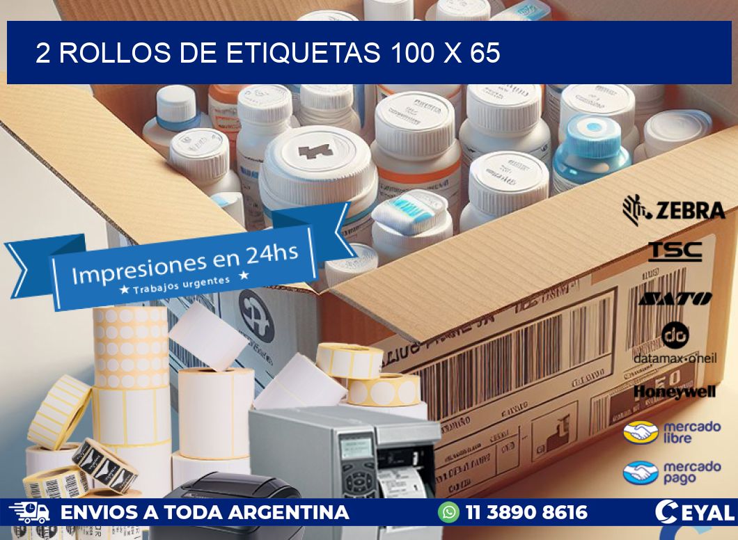 2 ROLLOS DE ETIQUETAS 100 x 65