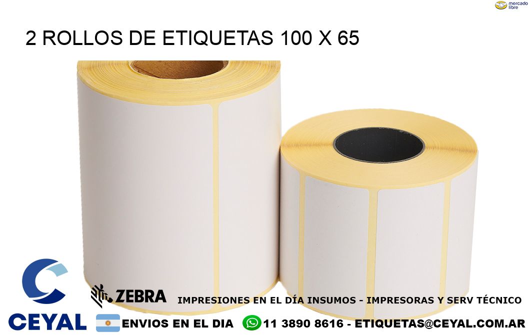 2 ROLLOS DE ETIQUETAS 100 x 65