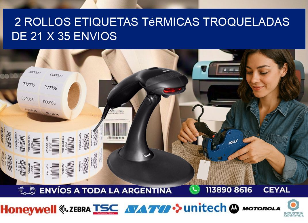 2 Rollos Etiquetas Térmicas Troqueladas De 21 x 35 ENVIOS