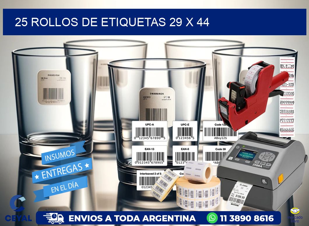 25 ROLLOS DE ETIQUETAS 29 x 44