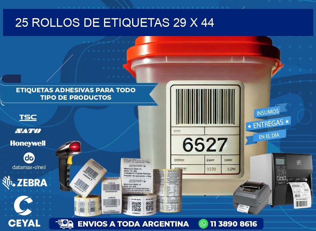 25 ROLLOS DE ETIQUETAS 29 x 44