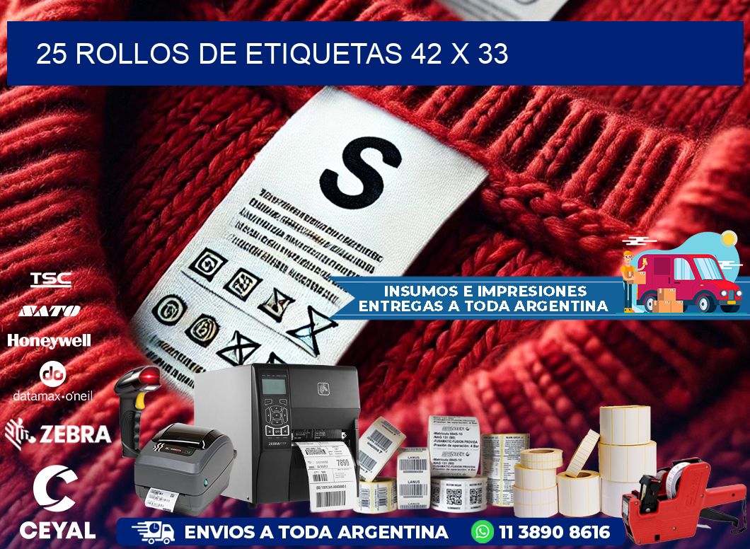 25 ROLLOS DE ETIQUETAS 42 x 33