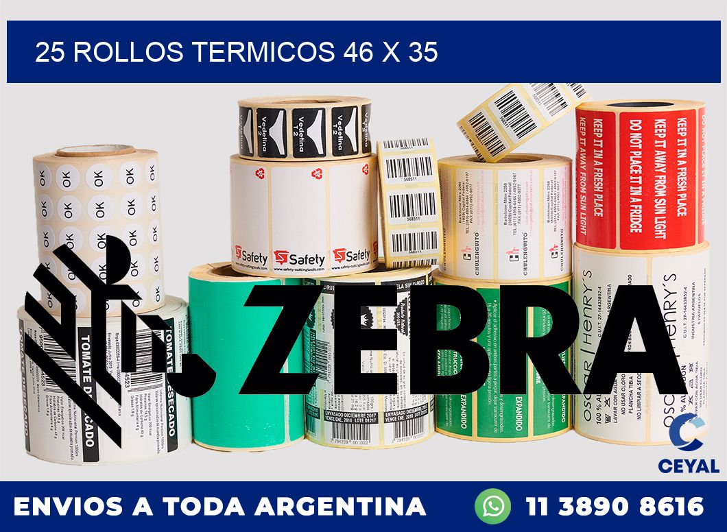 25 ROLLOS TERMICOS 46 x 35
