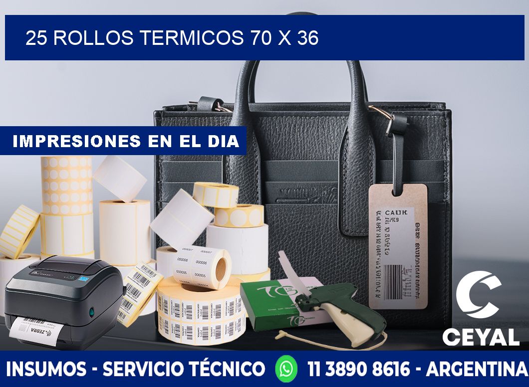 25 ROLLOS TERMICOS 70 x 36