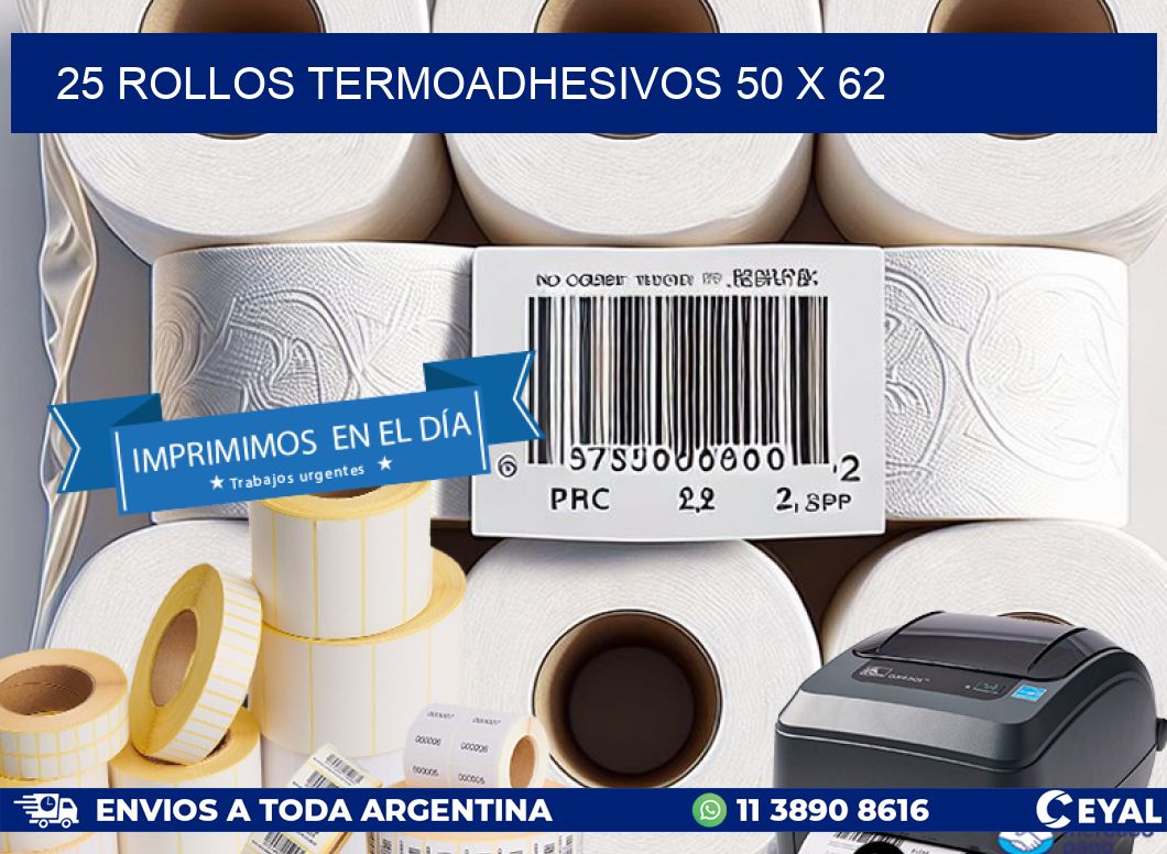 25 ROLLOS TERMOADHESIVOS 50 x 62