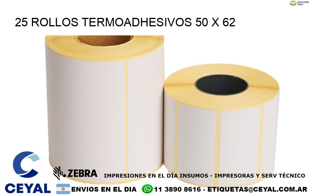 25 ROLLOS TERMOADHESIVOS 50 x 62