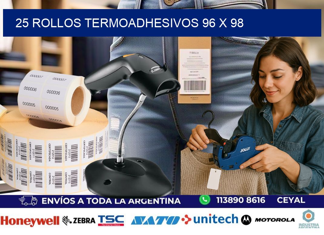 25 ROLLOS TERMOADHESIVOS 96 x 98