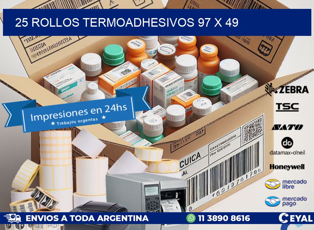 25 ROLLOS TERMOADHESIVOS 97 x 49