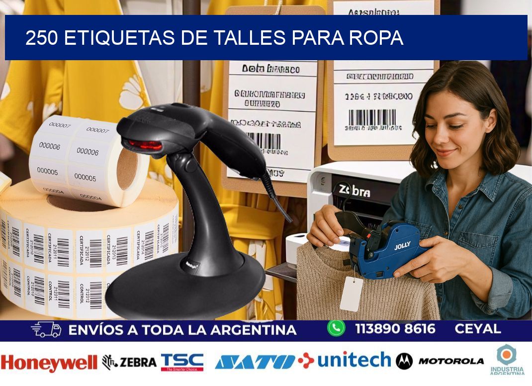 250 etiquetas de talles para ropa