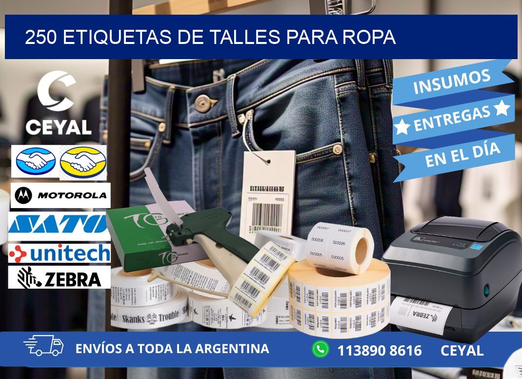 250 etiquetas de talles para ropa