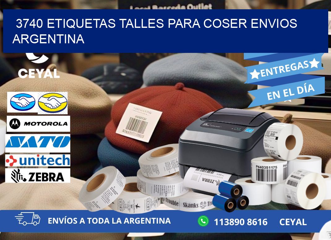 3740 ETIQUETAS TALLES PARA COSER ENVIOS ARGENTINA