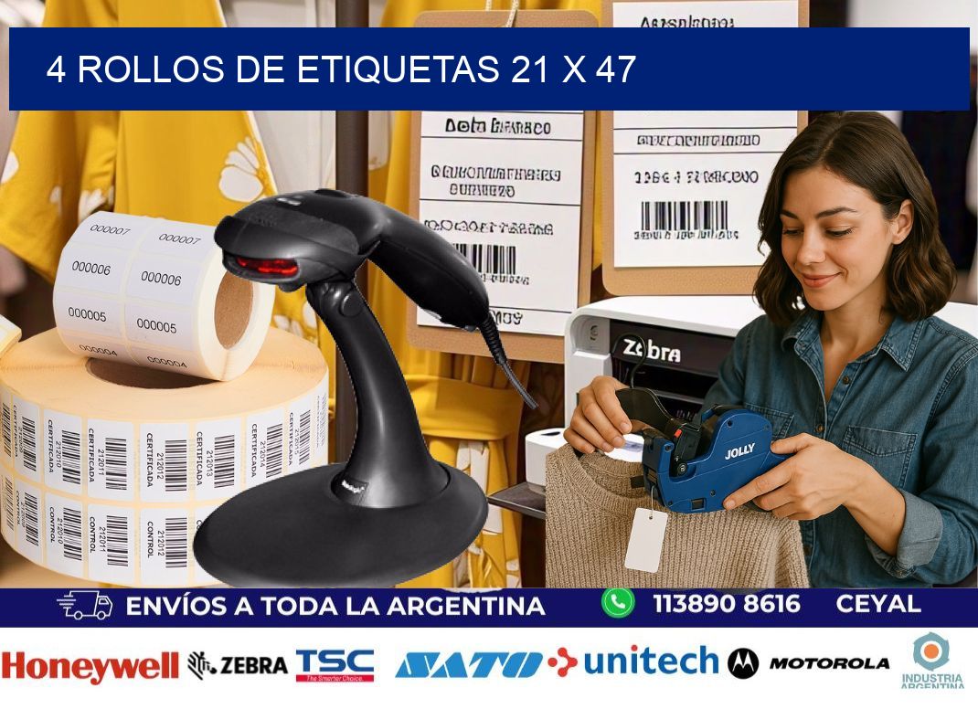 4 ROLLOS DE ETIQUETAS 21 x 47