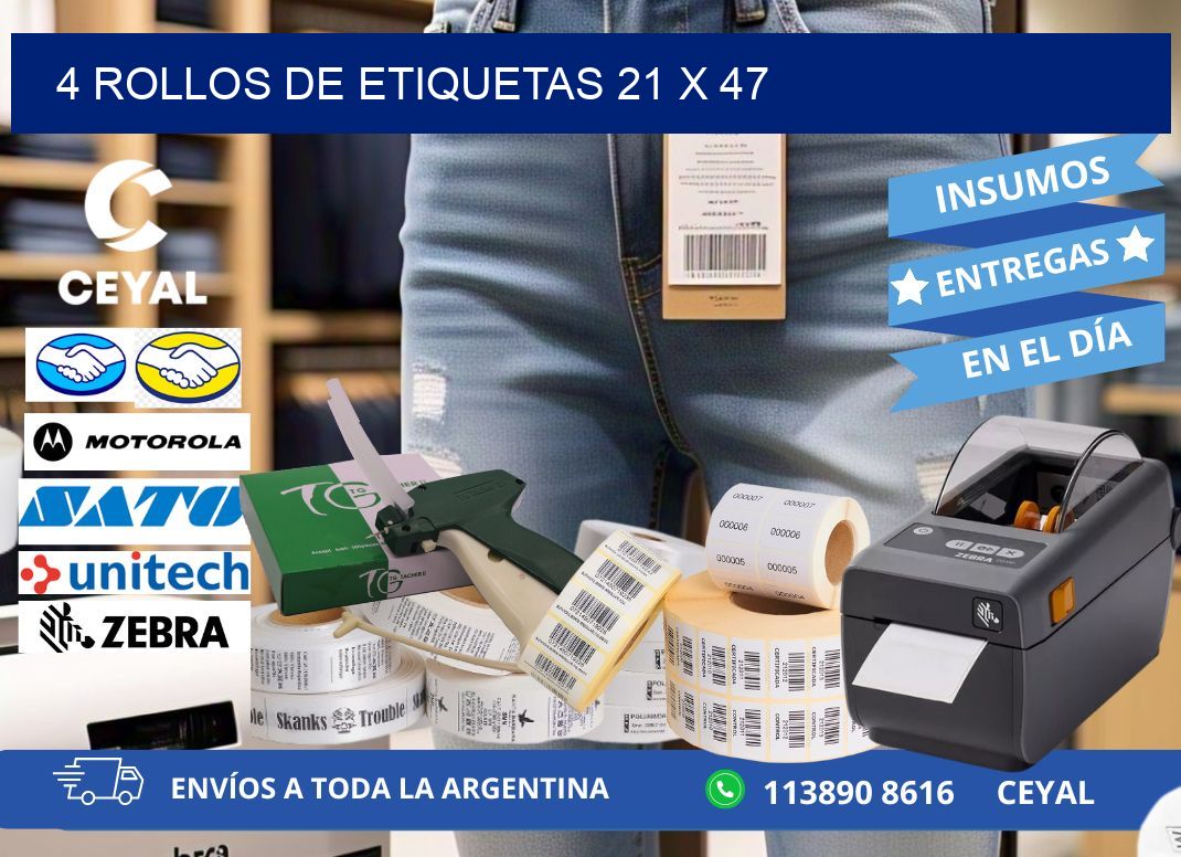 4 ROLLOS DE ETIQUETAS 21 x 47