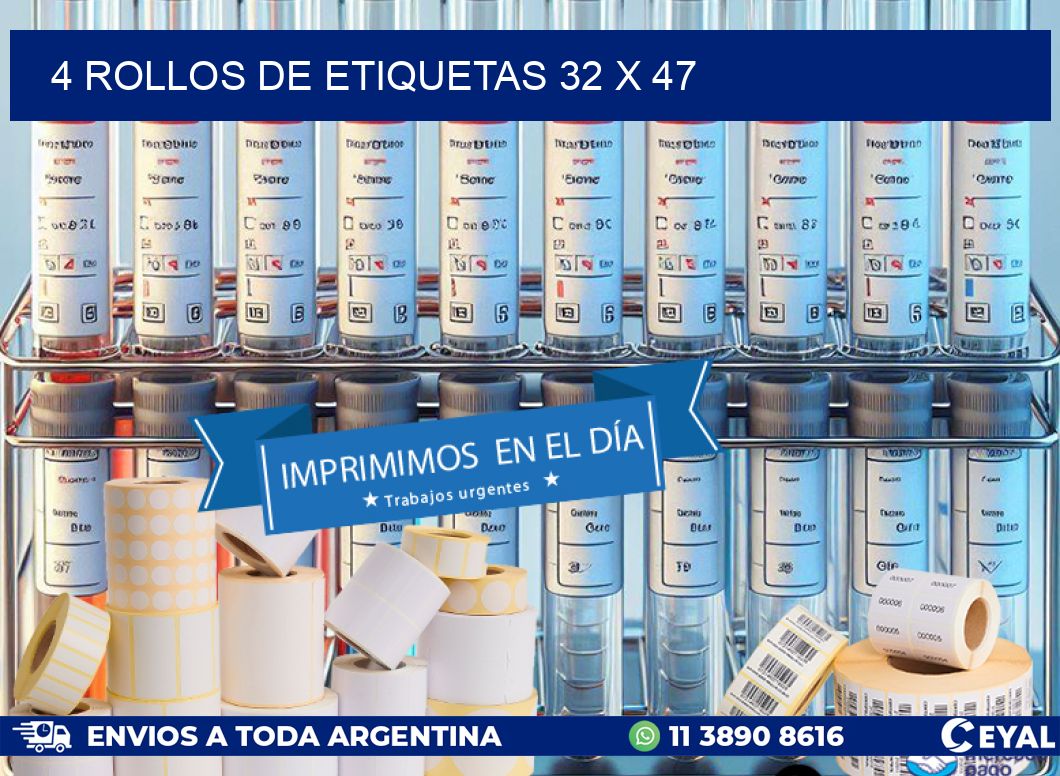 4 ROLLOS DE ETIQUETAS 32 x 47