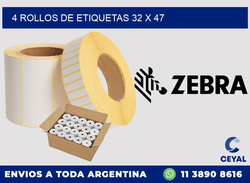 4 ROLLOS DE ETIQUETAS 32 x 47
