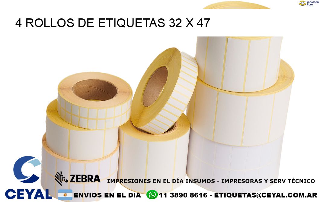 4 ROLLOS DE ETIQUETAS 32 x 47