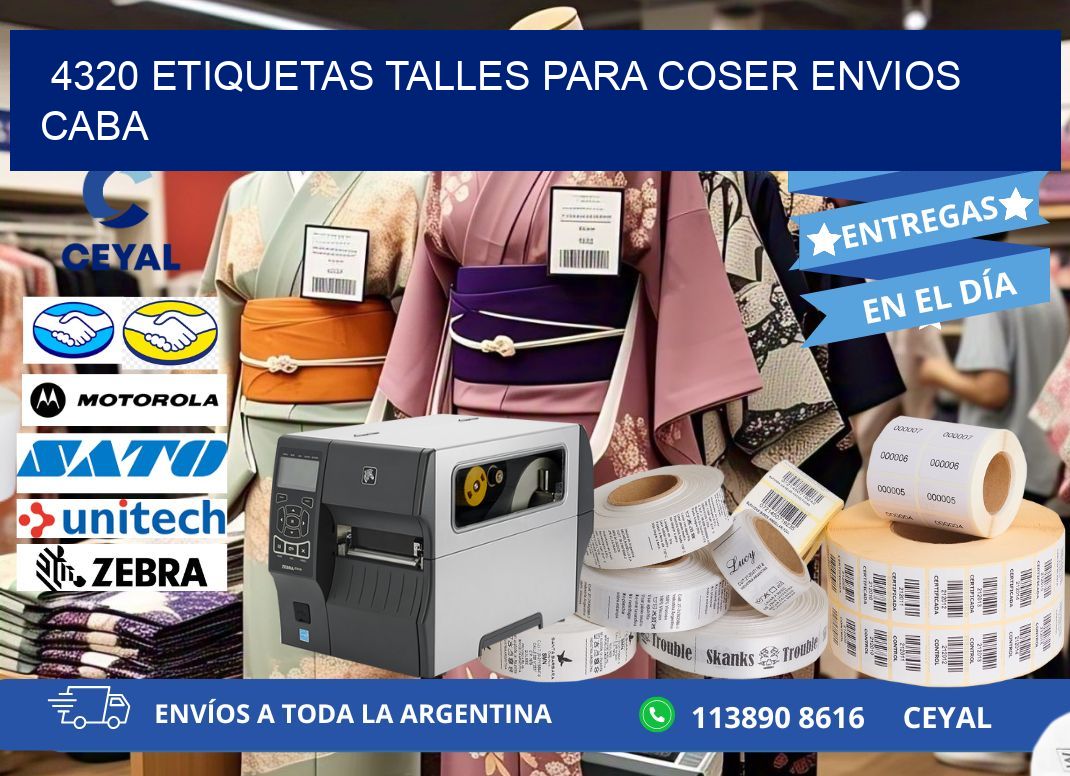 4320 ETIQUETAS TALLES PARA COSER ENVIOS CABA