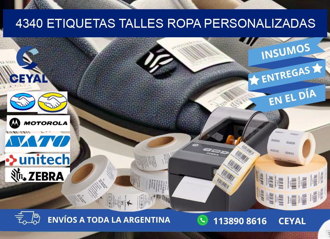 4340 ETIQUETAS TALLES ROPA PERSONALIZADAS