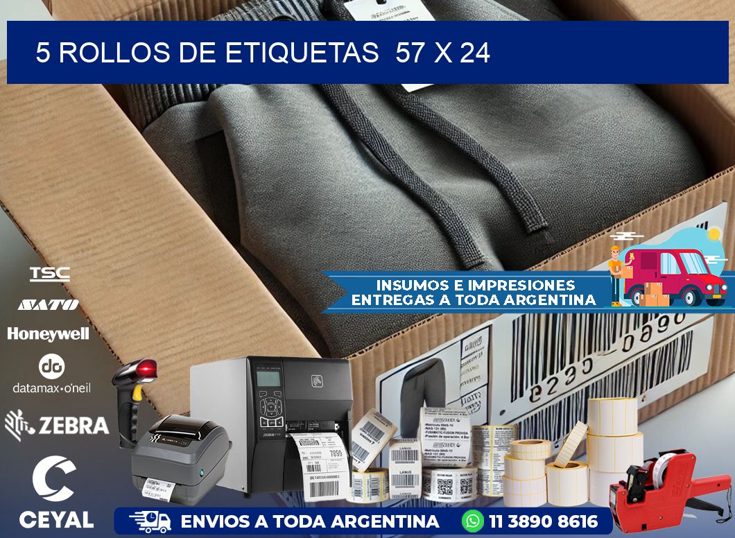 5 ROLLOS DE ETIQUETAS 57 x 24