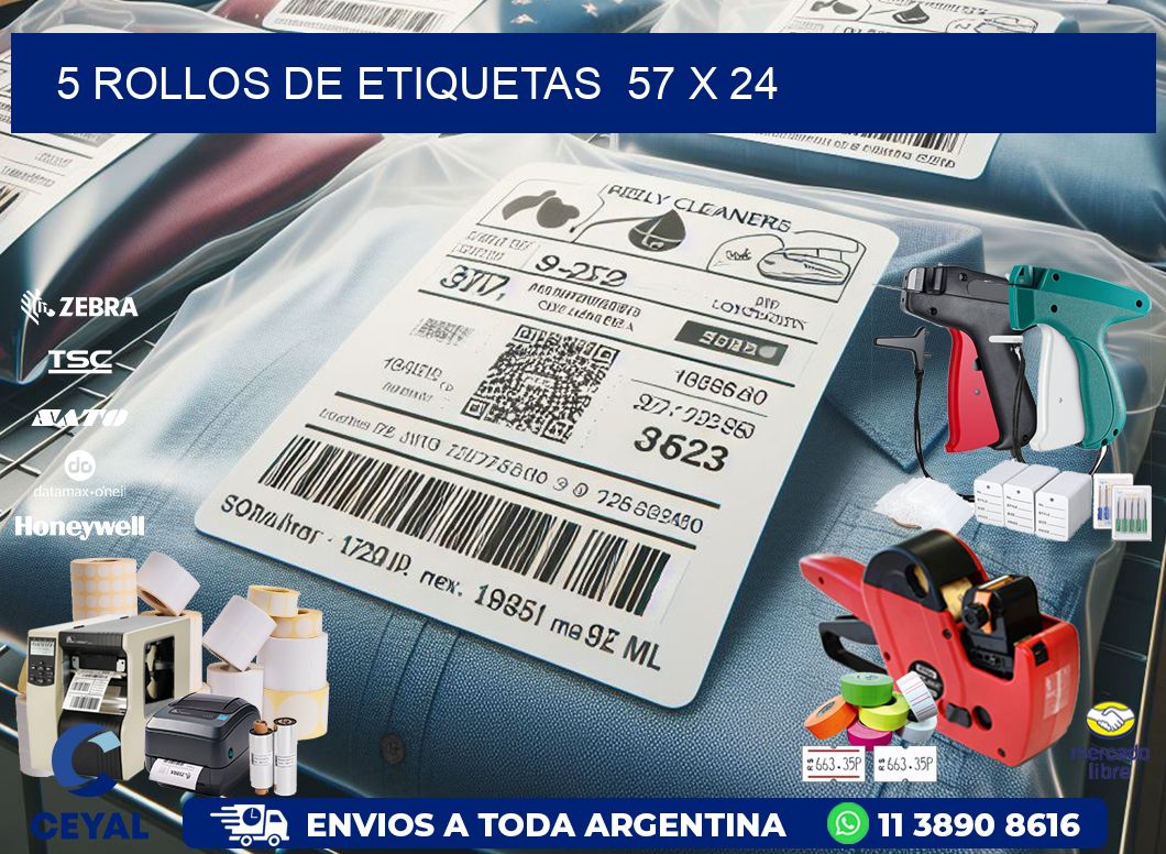 5 ROLLOS DE ETIQUETAS 57 x 24